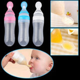 Infant Baby Squeezing Feeding Bottle With Spoon