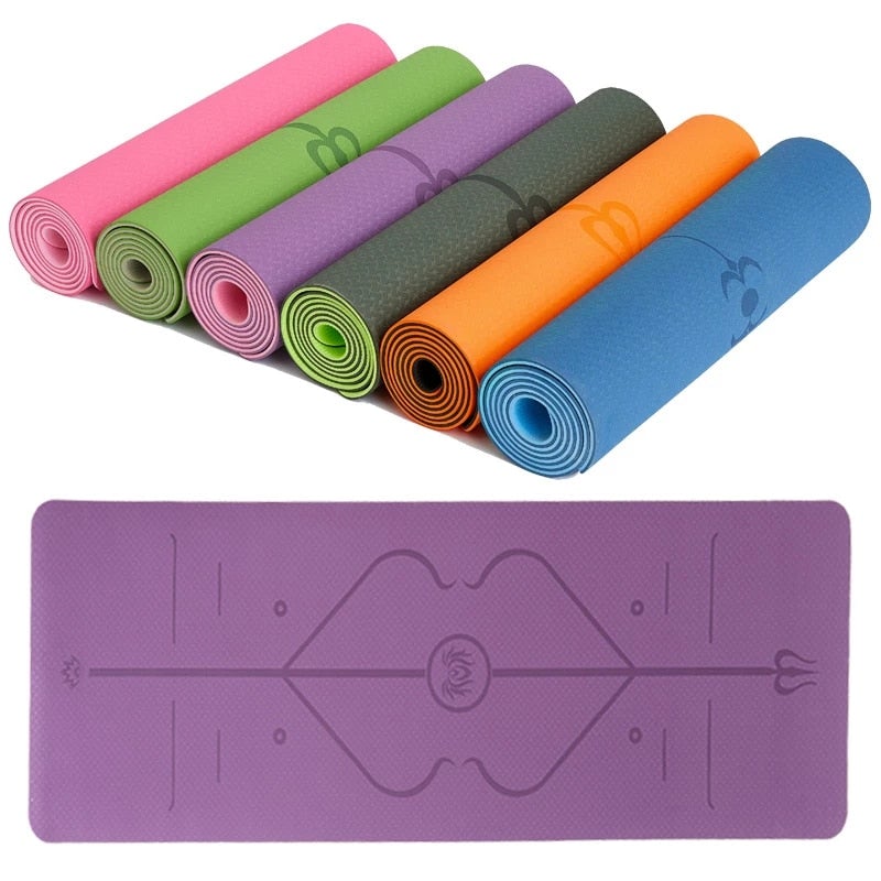 Non Slip Fitness Yoga Mat with Position Lines