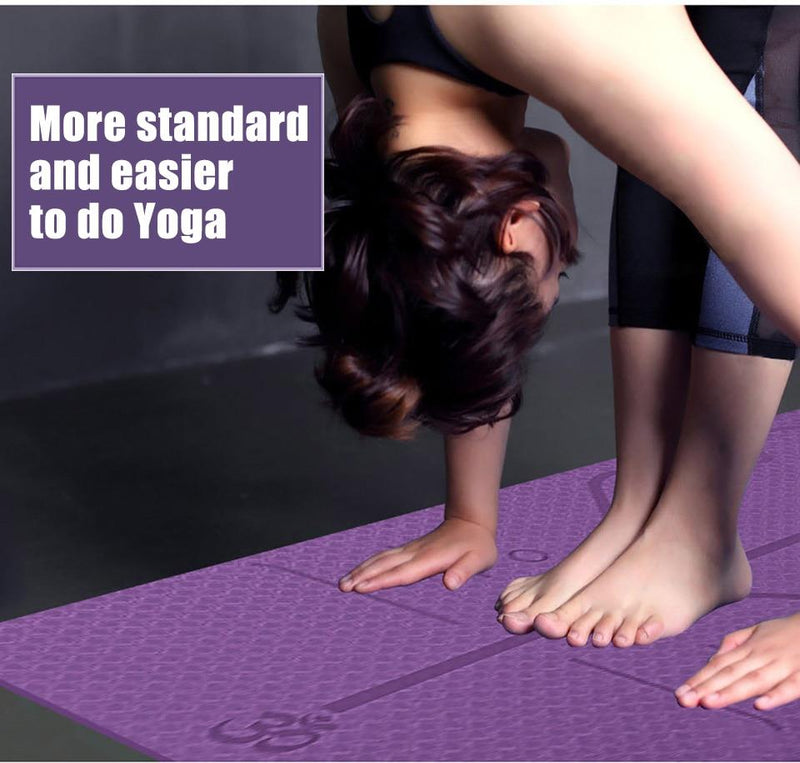Non Slip Fitness Yoga Mat with Position Lines